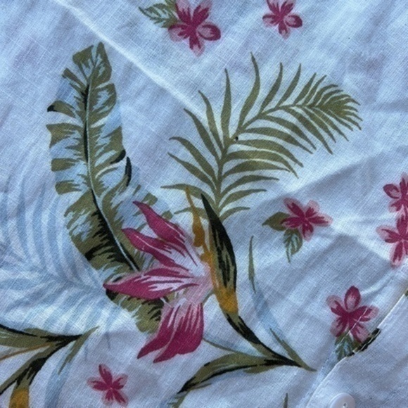 OLIVACEOUS Linen Button Down‎ Shirts Sz M Collar Neck Hawaiian Coastal Vacation - Picture 10 of 13